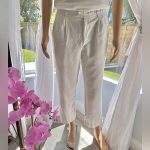 White Rick Pallack Trouser Pants Size 36 Made In Italy Linen Pants